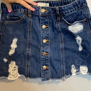 ripped denim skirt